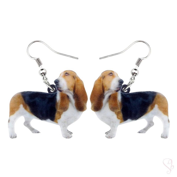 Basset Hound Dog Drop Earrings