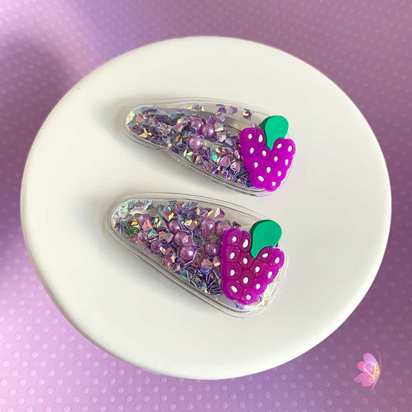 Grape Glitter Transparent Snap Clip