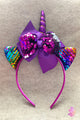 Purple Unicorn Sequins Bow Headband, Hair, sweetbiie