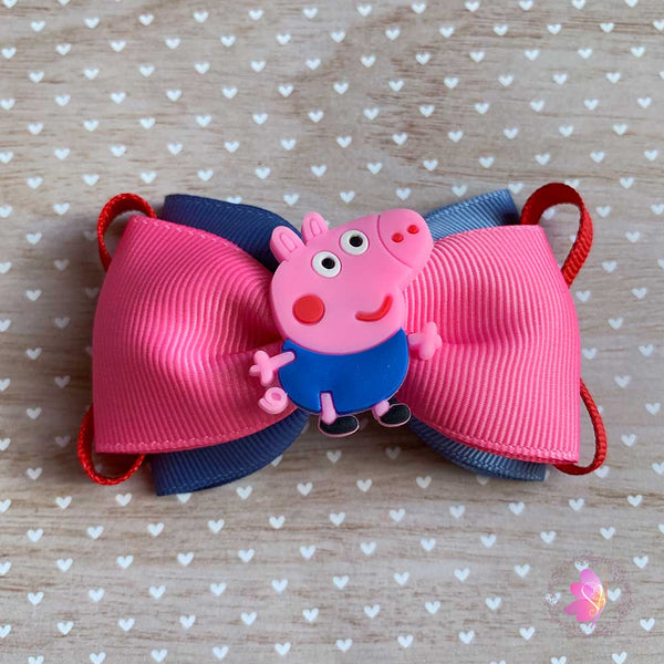 George Peppa Pig Inspired Hair Bow