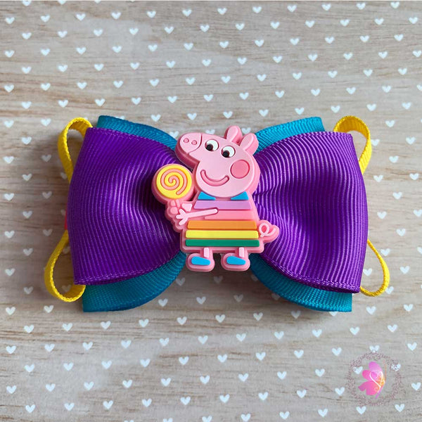 Lollipop Peppa Pig Inspired Hair Bow