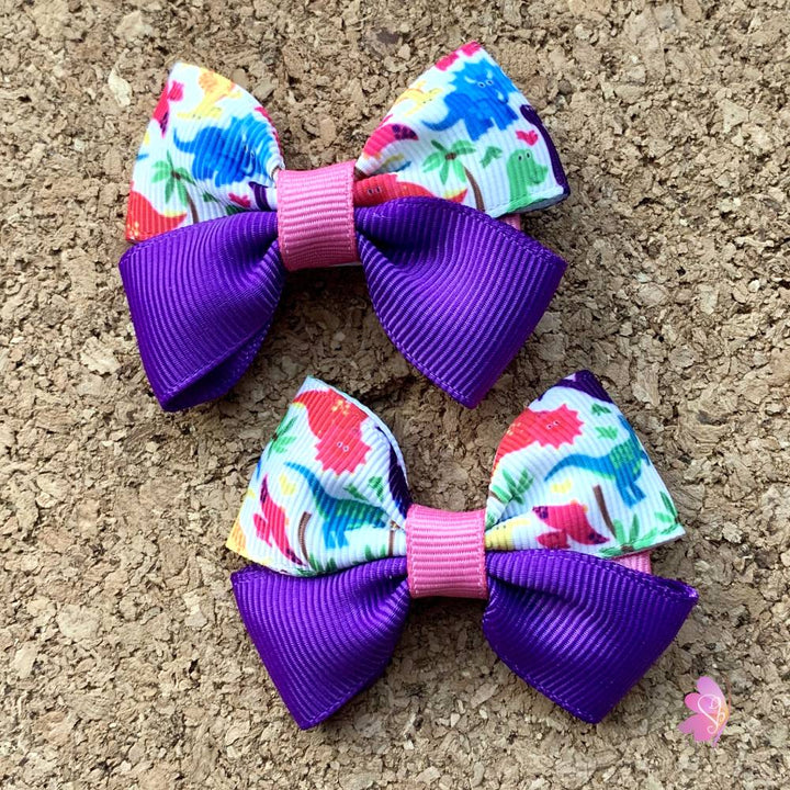 dinosaur hair bow, mini hair bows, handmade hair bow