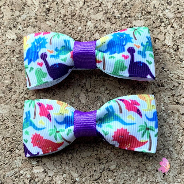 Dinosaur Mini Pigtail Hair Bows