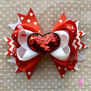 Valentines, Valentines Hair Bow, Handmade hair bow, heart