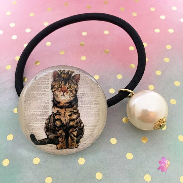 Tabby Cat Cabochon Elastic Hair Tie