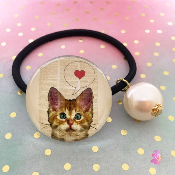 Adorable Kitty Cabochon Elastic Hair Tie