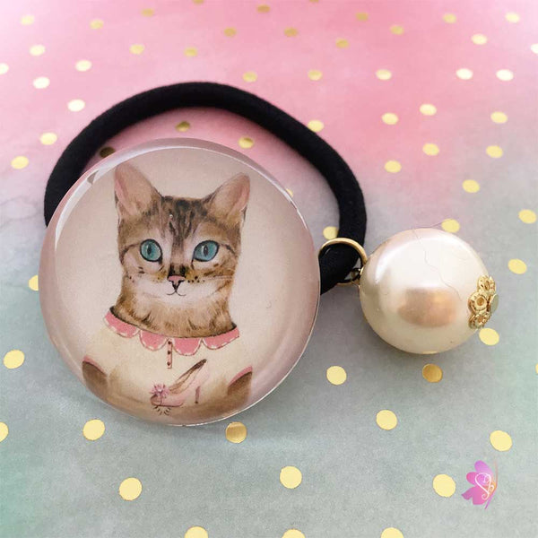 Cute Cat Cabochon Elastic Hair Tie