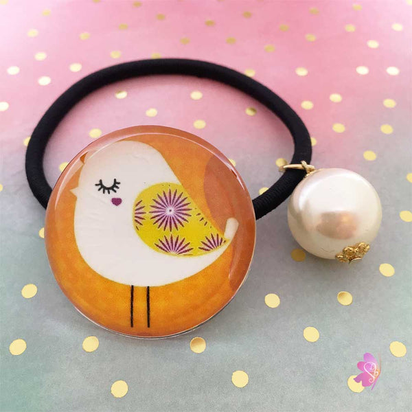 Cute Little Bird Cabochon Elastic Hair Tie