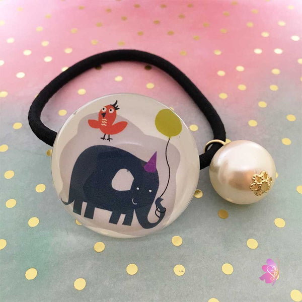 Elephant Cabochon Elastic Hair Tie