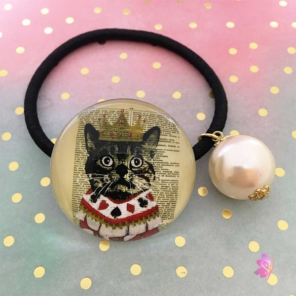 Royal Cat Cabochon Elastic Hair Tie