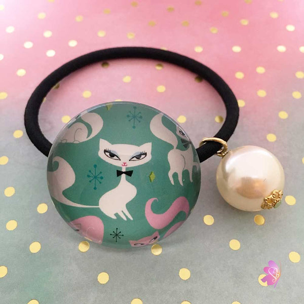 Sassy Cat Cabochon Elastic Hair Tie