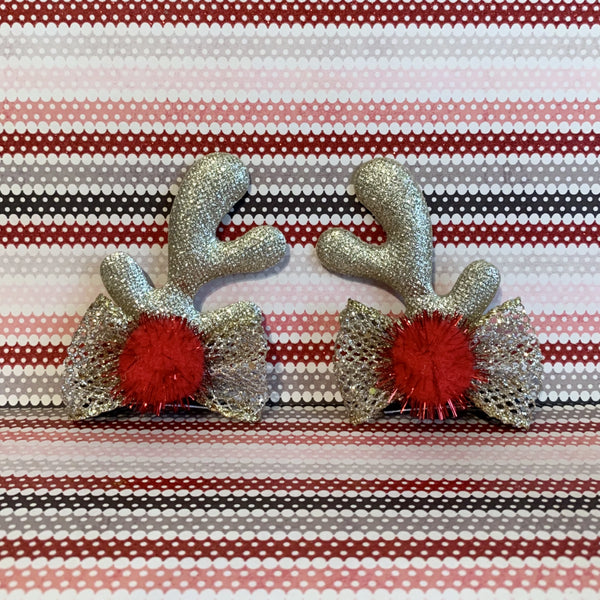 Champaign Glitter Reindeer Antler Hair Clips