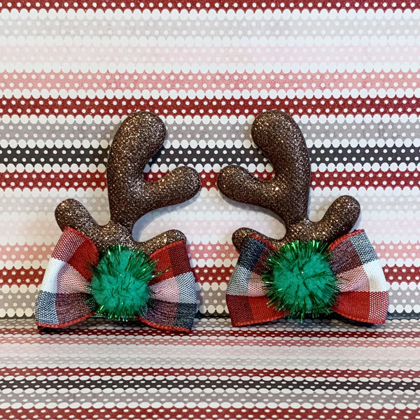 Brown Glitter Reindeer Antler Hair Clips