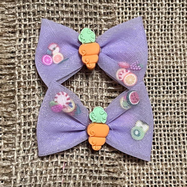 Yummy Carrot Mini Pigtail Hair Bows