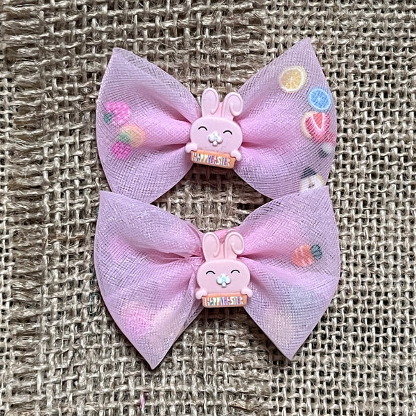 Pink Bunny Mini Pigtail Hair Bows