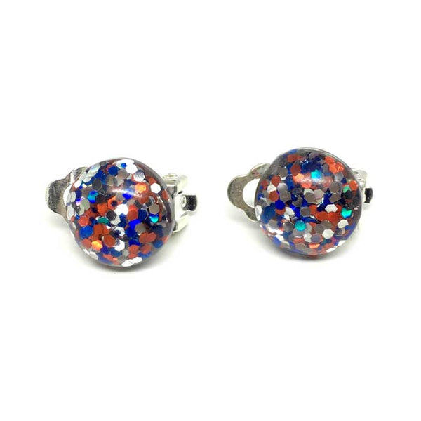 Glitter Button Clip-on Earrings