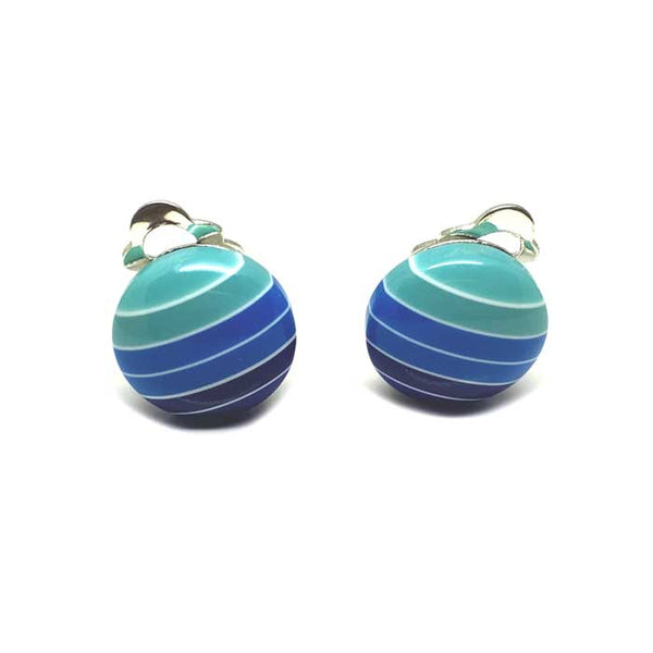 Striped Button Clip-on Earrings