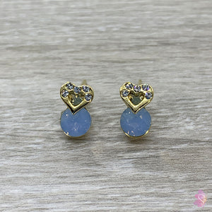 Crystal heart stud earrings, Valentines