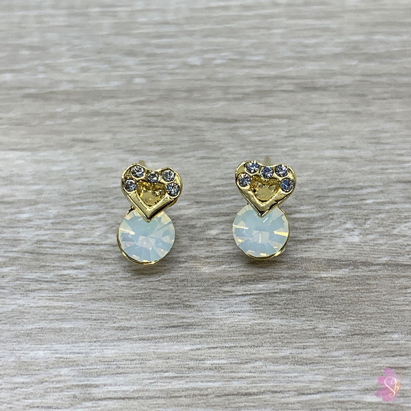 Crystal heart stud earrings, Valentines