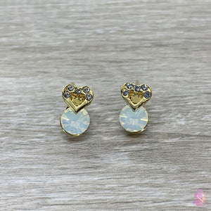 Crystal heart stud earrings, Valentines