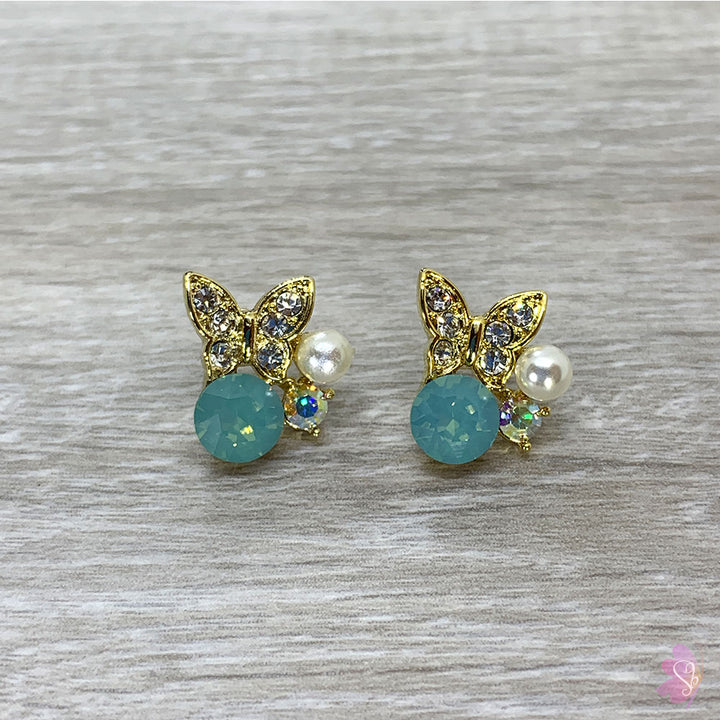 Butterfly earrings, Swarovski crystal, stud earrings, post earrings