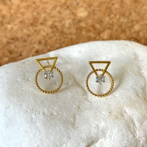 Round & Triangle Stud Earrings