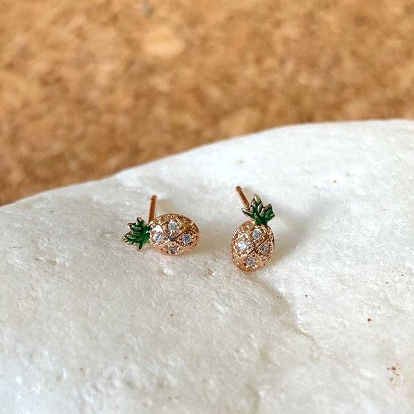 rose gold pineapples stud earrings