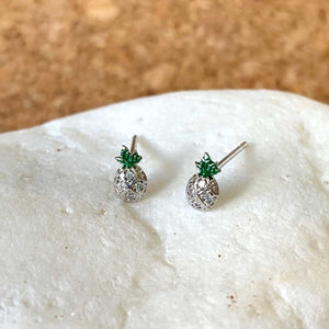 silver pineapples stud earrings
