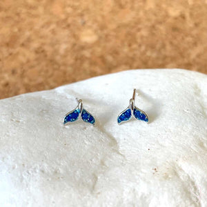 Blue Whale Tail Post Earrings