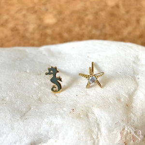 Seahorse & Starfish Stud Earrings