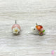 Carved Pearl Flower & Bird Post Earrings