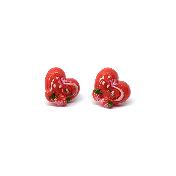 Strawberry Heart Resin Metal-Free Earrings