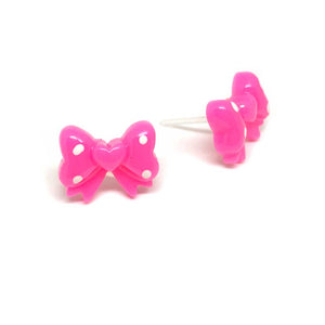 Pink Bow Metal-Free Earrings