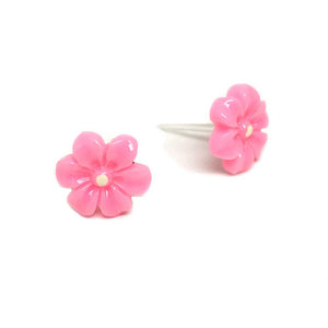 Pink Flower Metal-Free Earrings