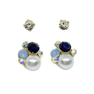 Faux Pearl & Crystals Earrings