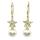 Crystal Flower & Pearl Drop Earrings