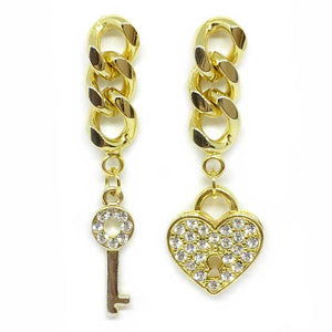 Swarovski crystals, heart lock earrings, heart, valentine, drop earrings, sweetbiie