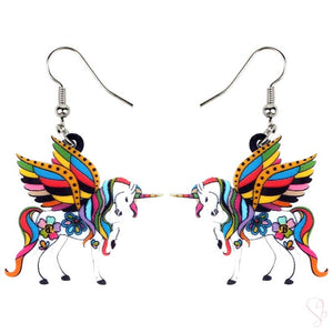 Colorful Unicorn Drop Earrings
