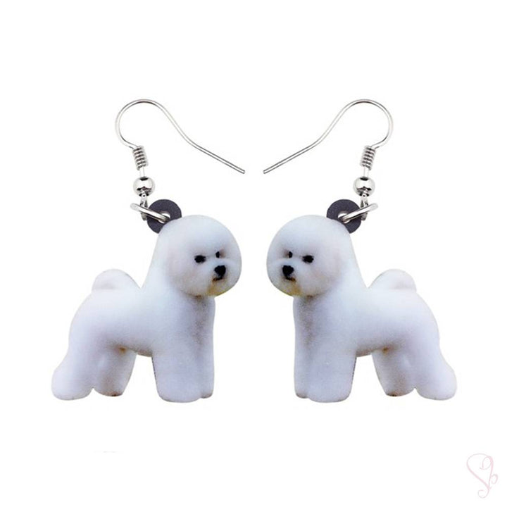 Bichon Frise Dog, drop earrings, dog earrings, sweetbiie