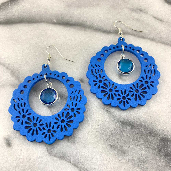 Loop Wood Filigree Drop Earrings