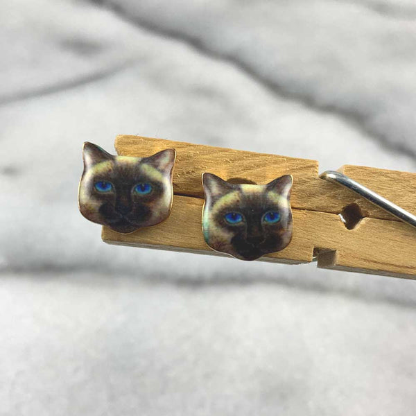 Siamese Cat Post Earrings