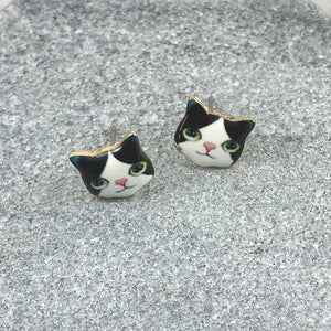 Black & White Cat Post Earrings