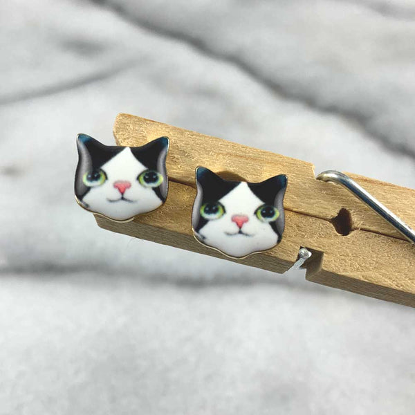 Black & White Cat Post Earrings