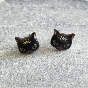 Queen Black Cat Post Earrings