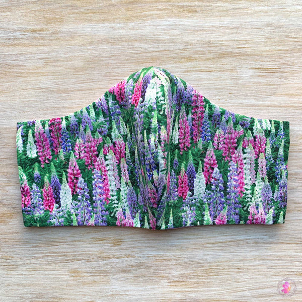 Lupines Garden Handmade Fabric Mask