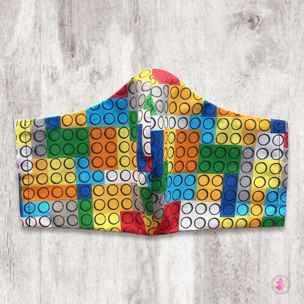 Fun Colorful Blocks Handmade Fabric Mask