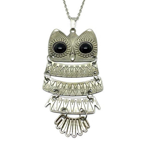 Silver Owl Long Necklace
