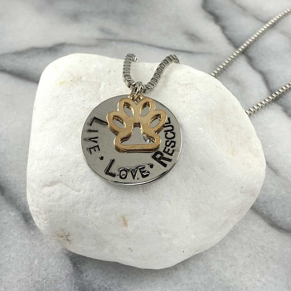 Live Love Rescue Paw Necklace