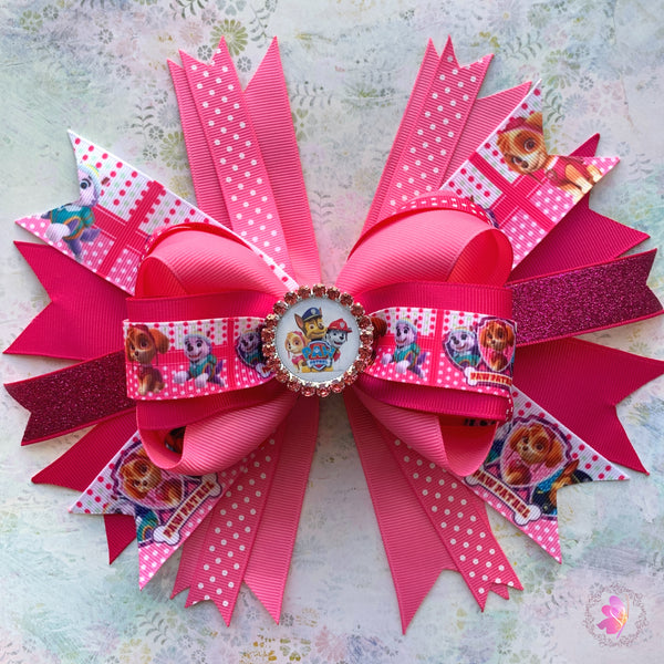 Pink Paw Patrol Inspired Hair Bow