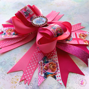 Pink Paw Patrol Inspired Hair Bow